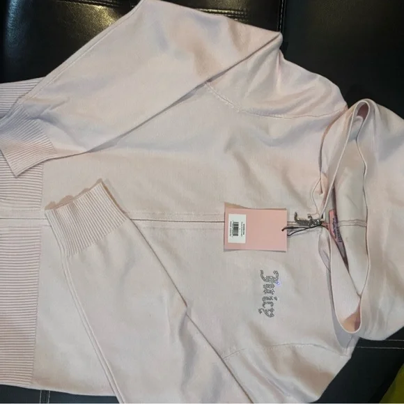 Juicy Couture Pink Track Pants & Hoodie Set knitted pale pink nwt - Picture 3 of 5